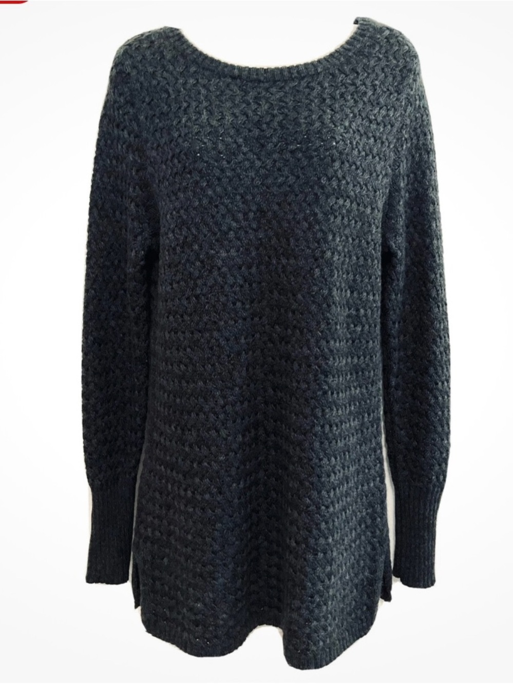 Athleta Charcoal Crewneck Textured Knit Tunic Sweater M